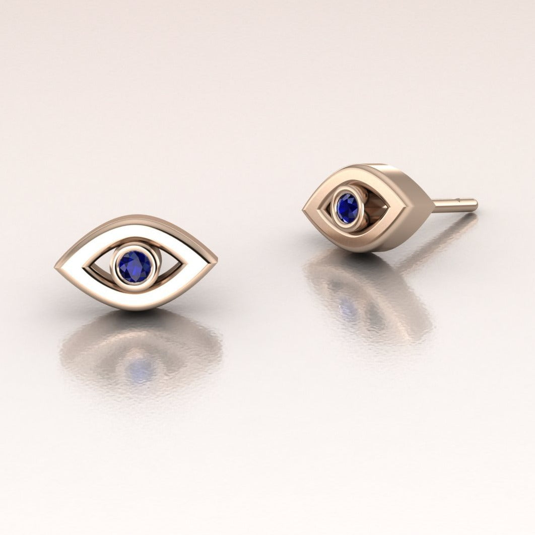 Tiny 14k Gold Evil Eye Earrings – Dainty Protection Jewelry