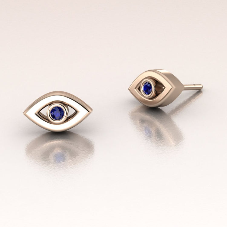 Tiny 14k Gold Evil Eye Earrings – Dainty Protection Jewelry