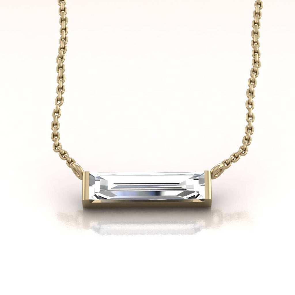 14K Yellow Gold Horizontal Crystal Baguette Necklace