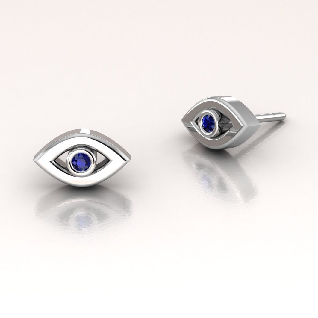 Tiny 14k Gold Evil Eye Earrings – Dainty Protection Jewelry