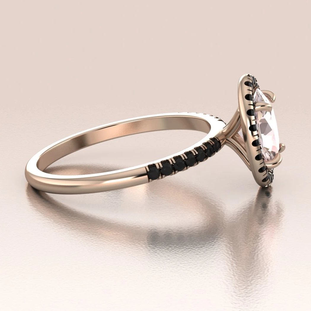 Morganite black diamond ring top