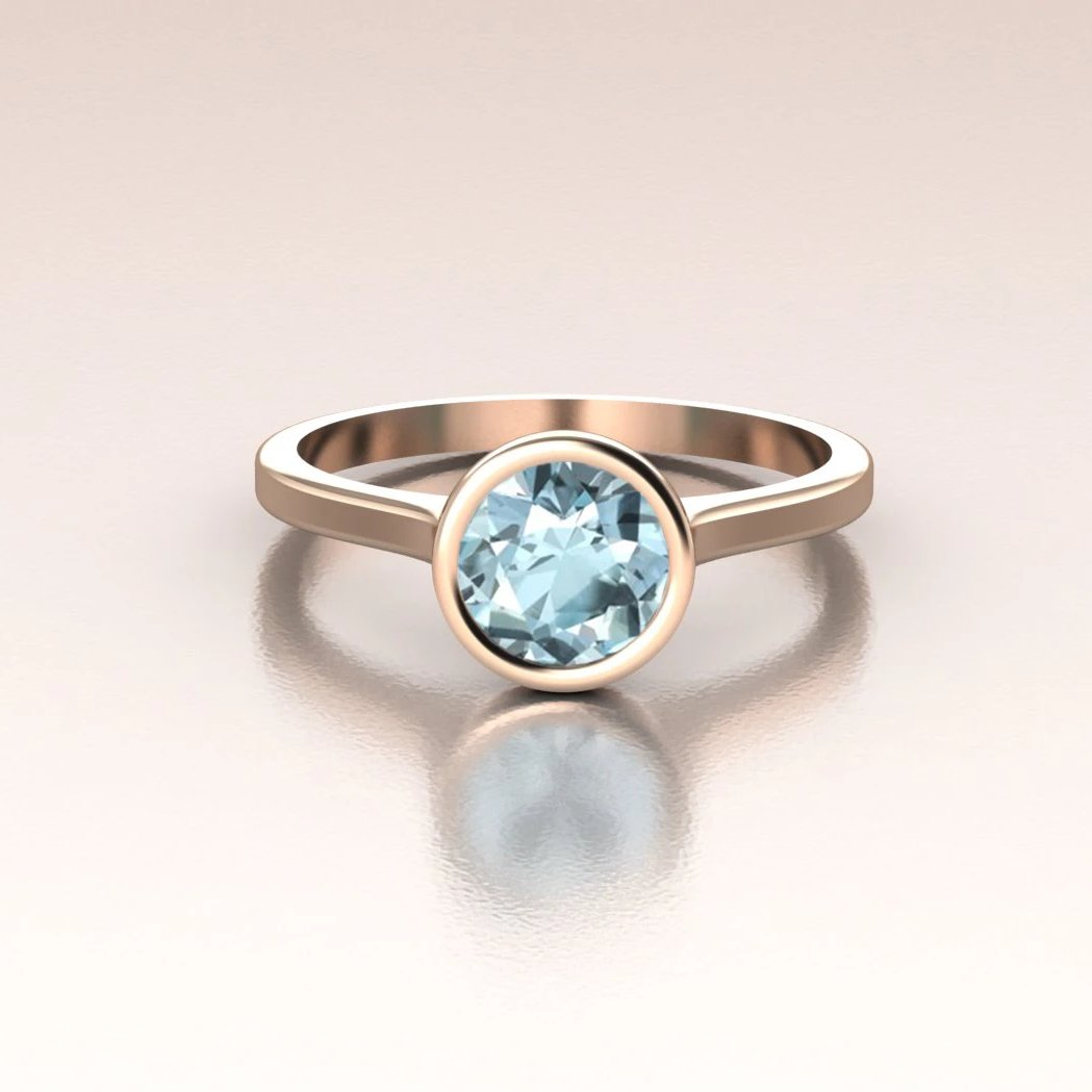Rose gold aquamarine ring hot sale