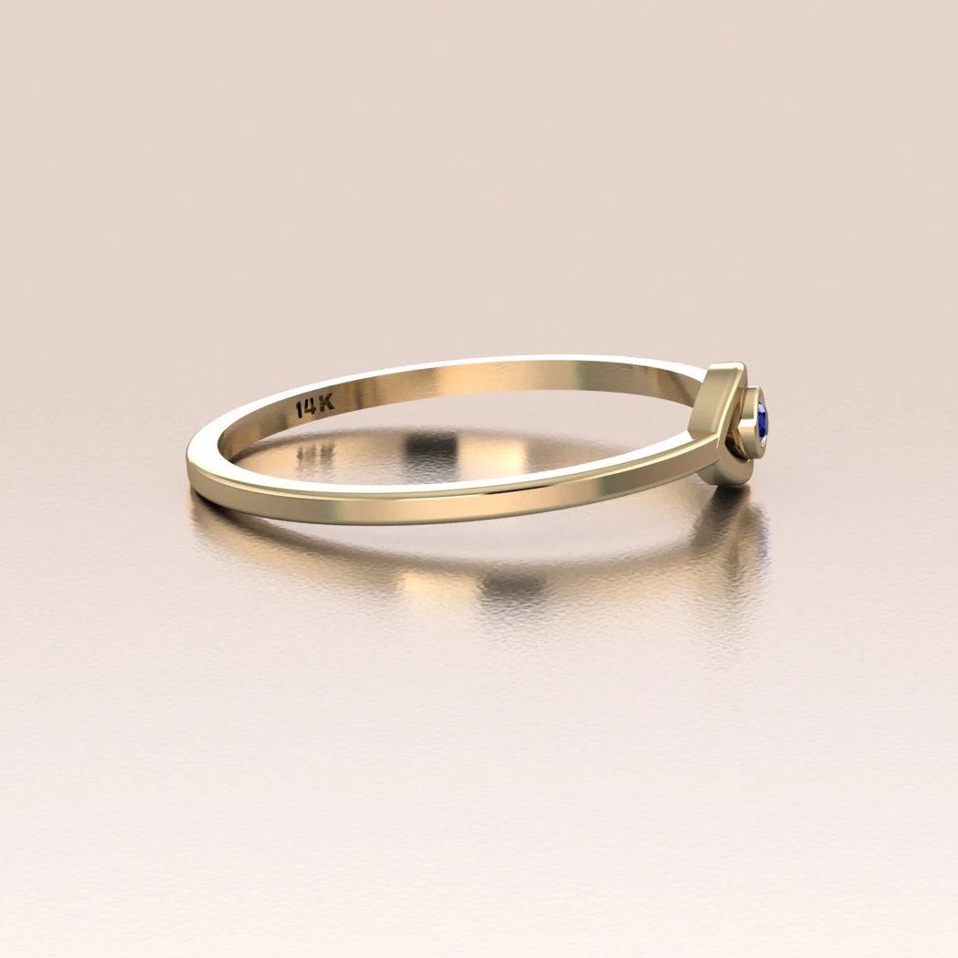 14k Gold Evil Eye Ring with Blue Sapphire | ANTOANETTA