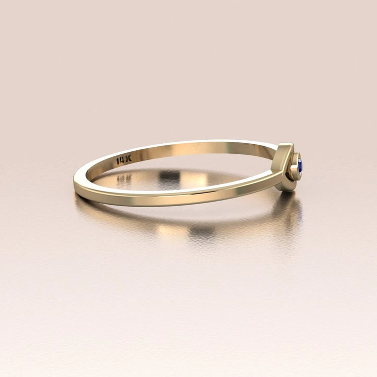 14k Gold Evil Eye Ring with Blue Sapphire | ANTOANETTA