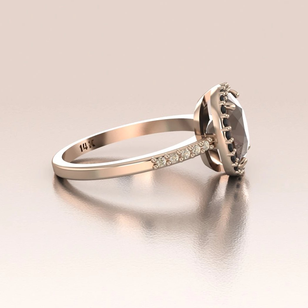 KAELA - 14k Rose Gold Cushion Halo Engagement Ring