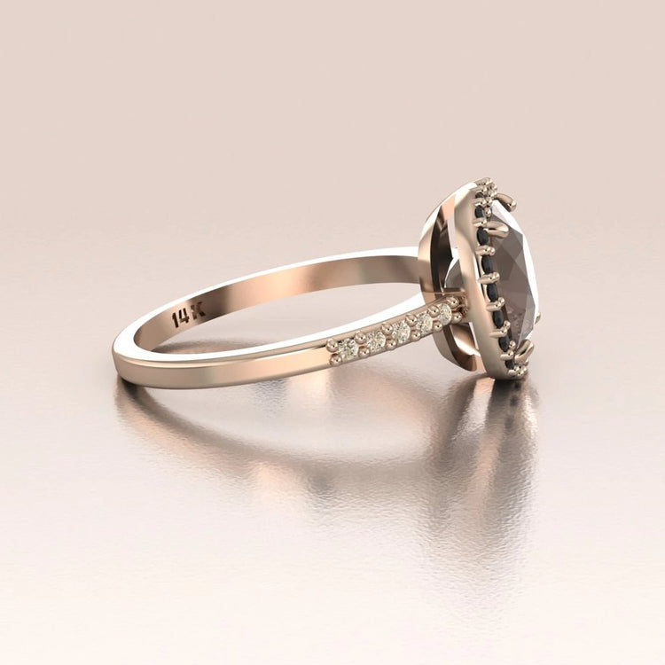 KAELA - 14k Rose Gold Cushion Halo Engagement Ring