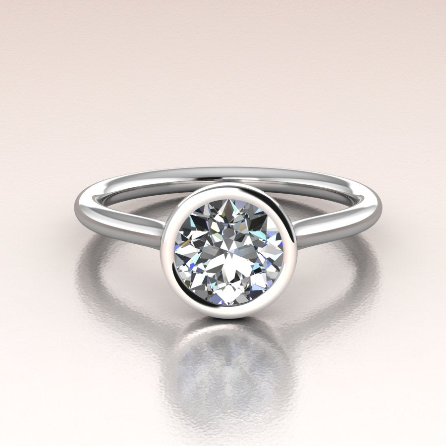 14k white Gold Round Lab Diamond Solitaire Engagement Ring