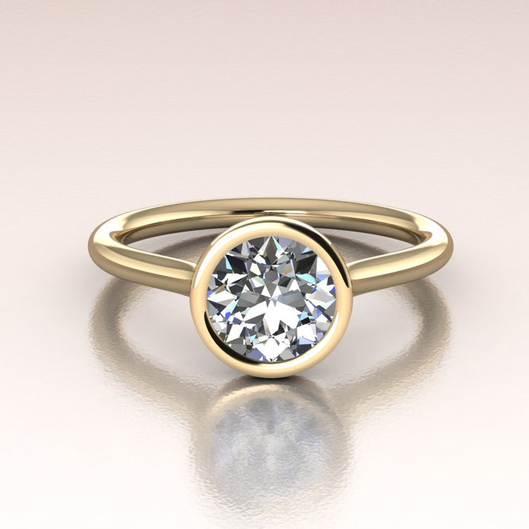 14k yellow Gold Round Lab Diamond Solitaire Engagement Ring
