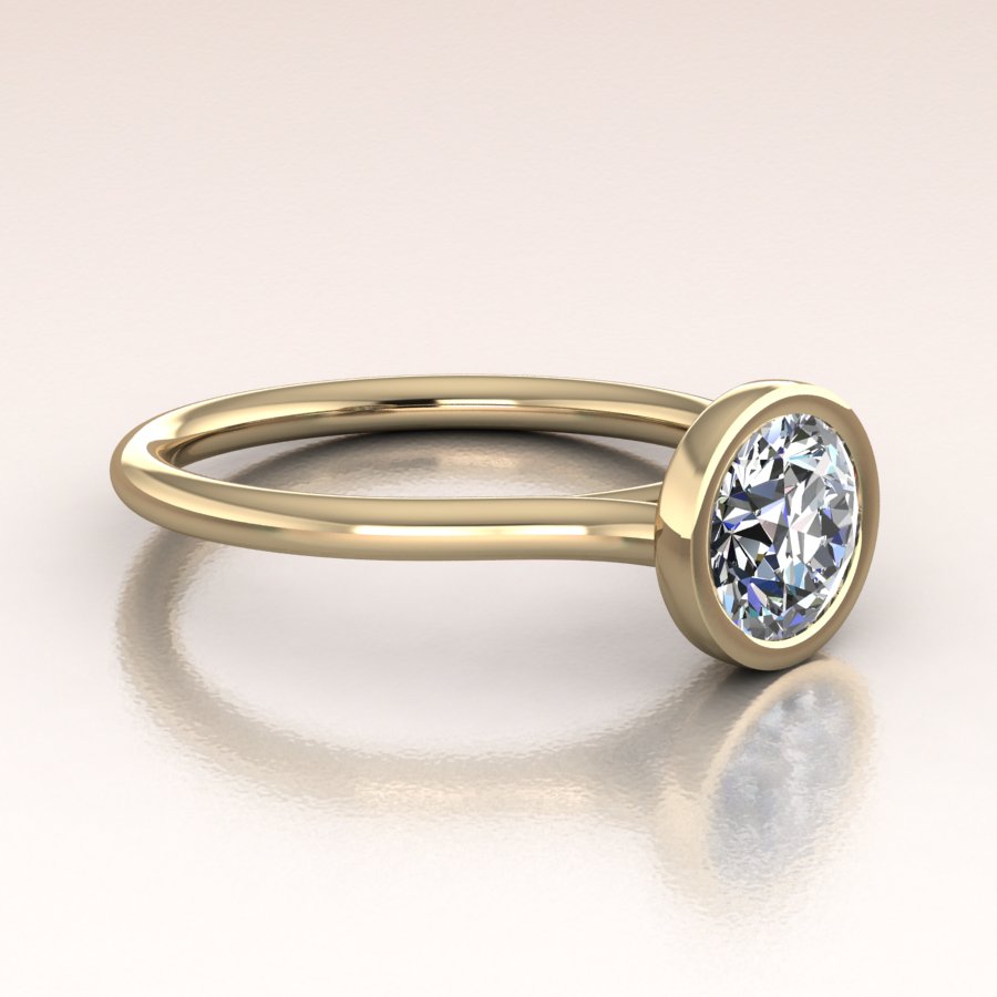 14k Gold Round Lab Diamond Solitaire Engagement Ring