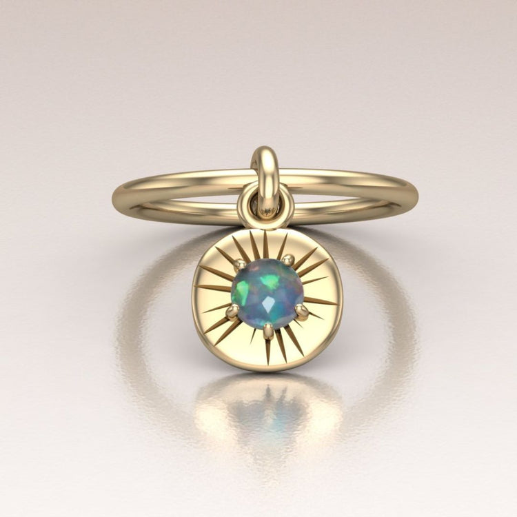 14k Gold Aurora Borealis Opal Charm Talisman
