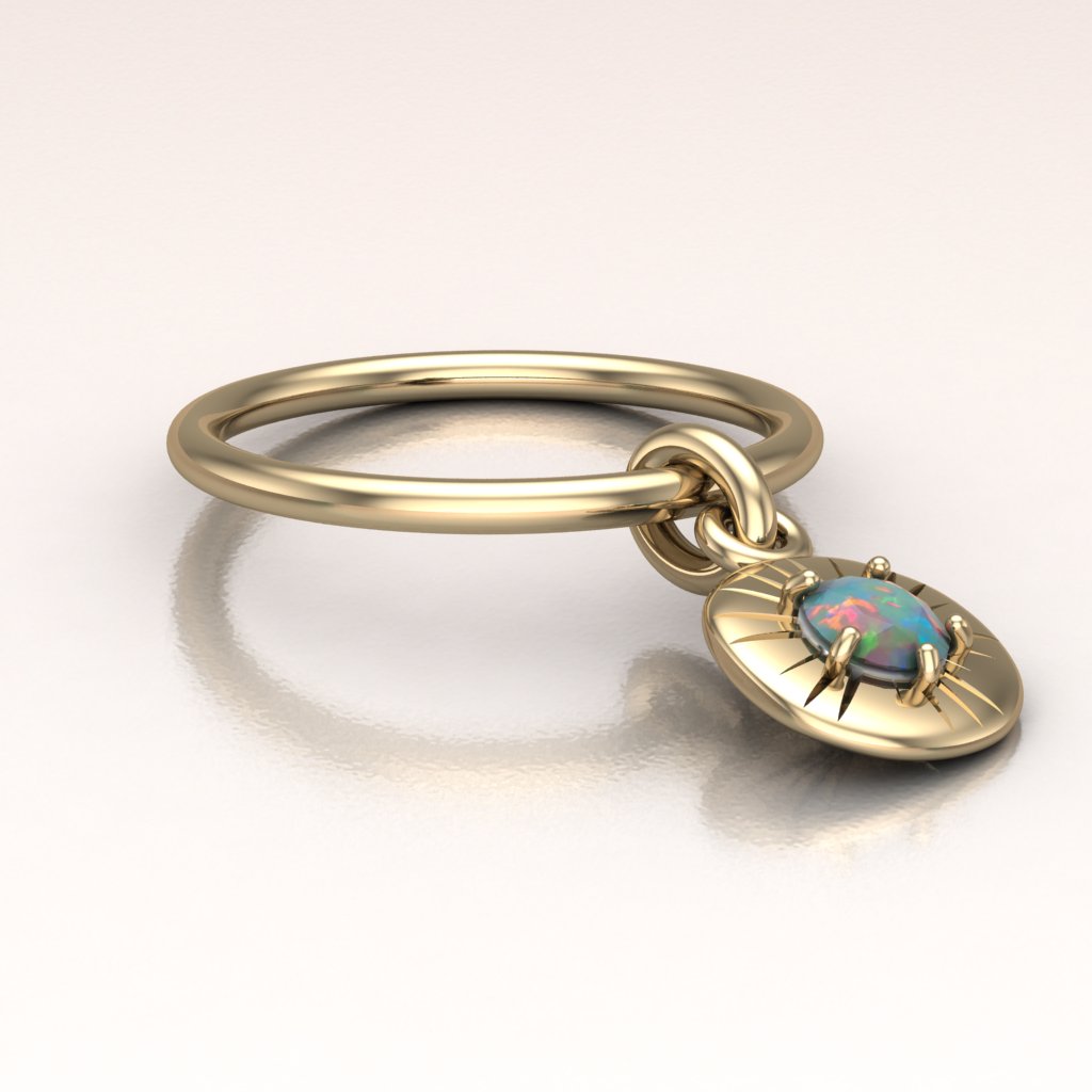 14k Gold Aurora Borealis Opal Charm Talisman