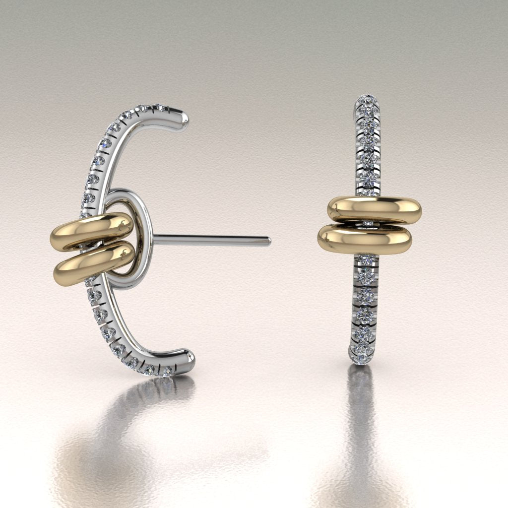 14k Mixed Gold Diamond Earrings with Moving Links for Women - Spirelle ...