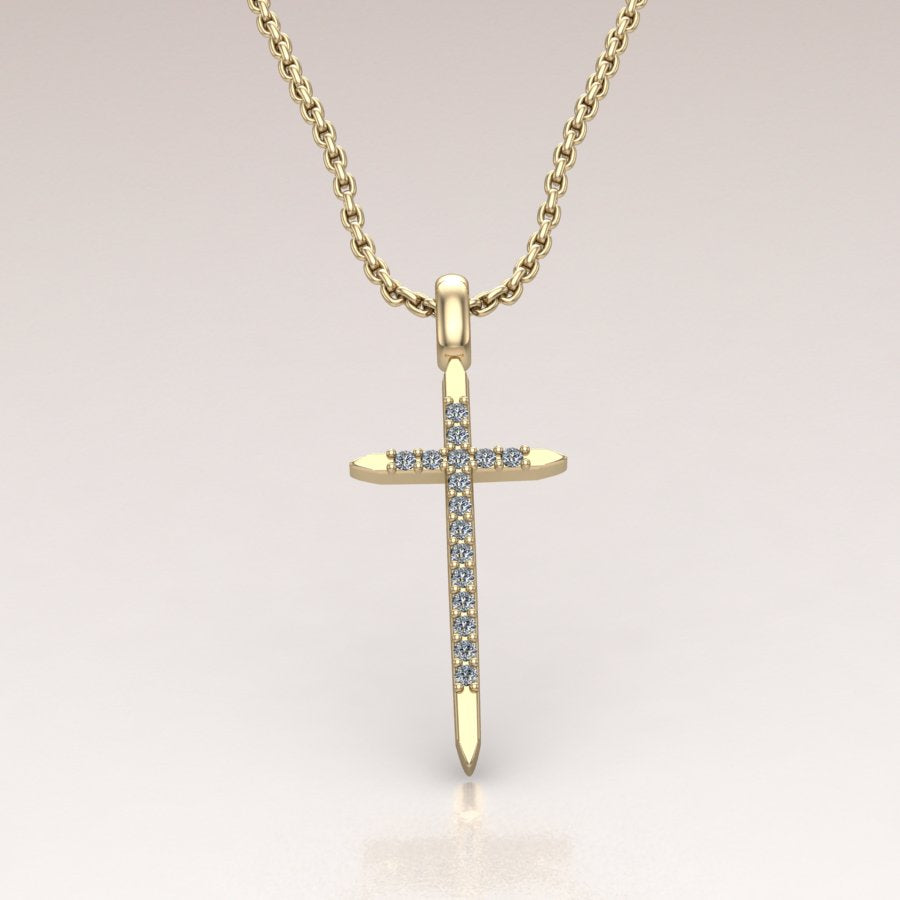 14K Gold Diamond Cross Pendant
