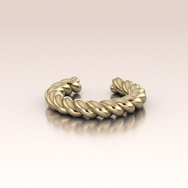 Yellow Gold ear cuff twisted rope design