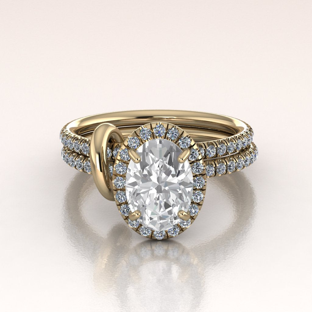 Oval Diamond Halo Engagement Ring in 14k Yellow Gold - Lysanne