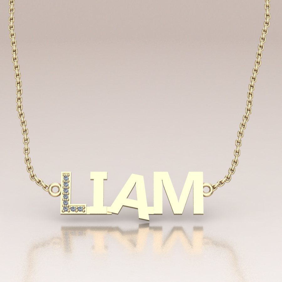 Personalized 14K Gold Name Necklace - Custom Necklace with Diamonds
