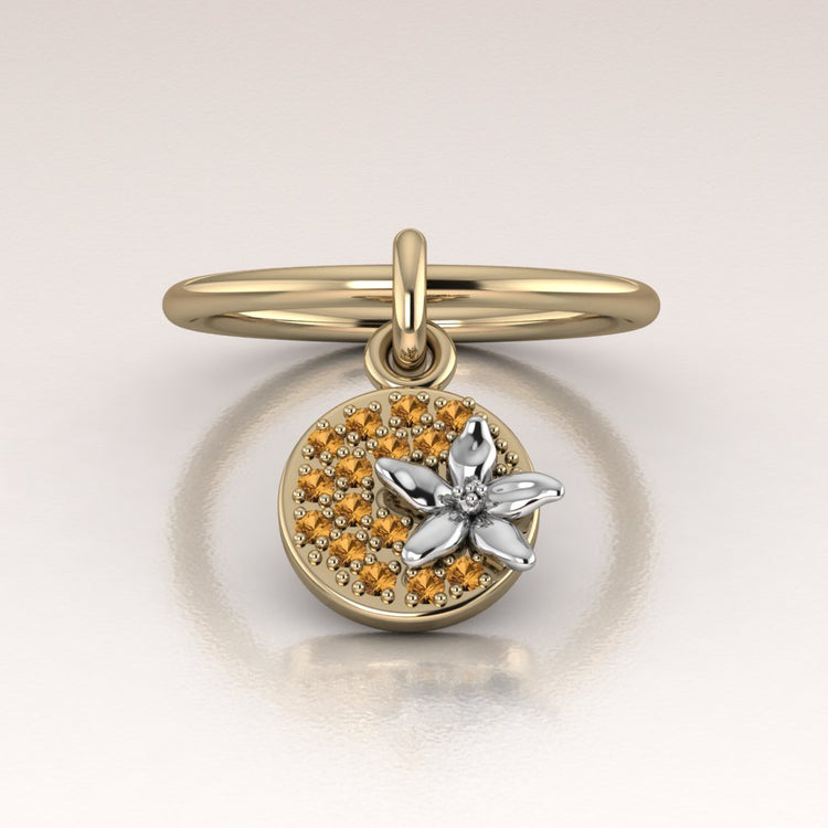 14k Gold Orange Blossom Charm Talisman
