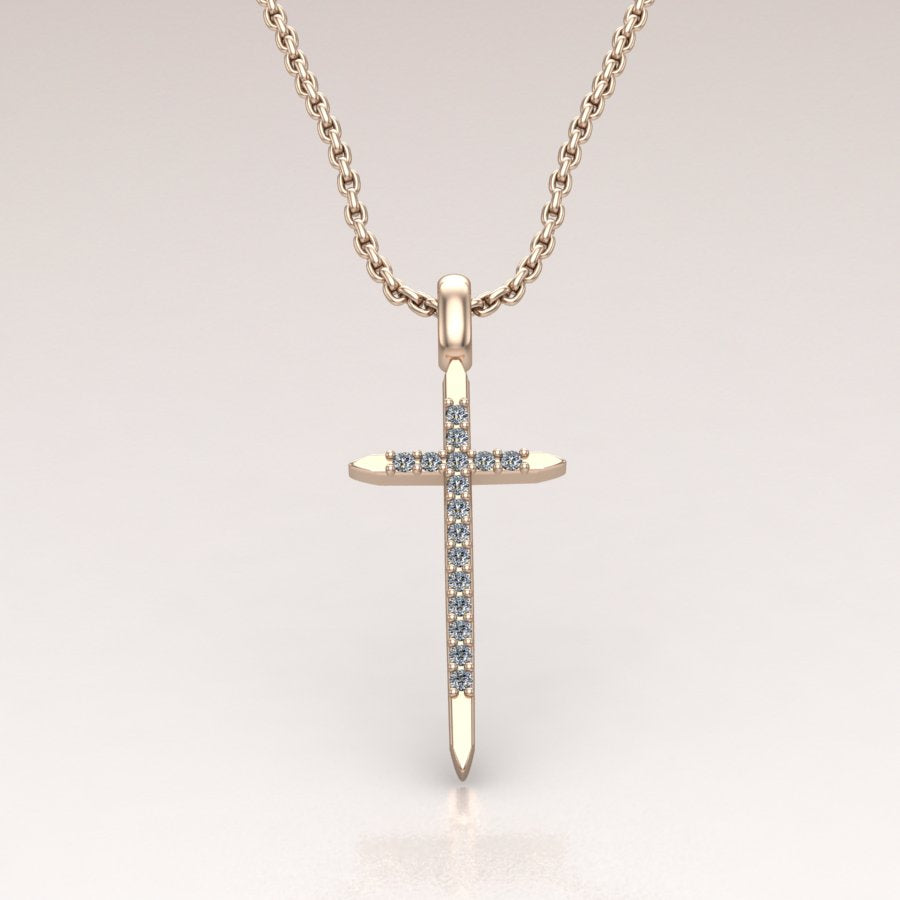 14K Gold Diamond Cross Pendant
