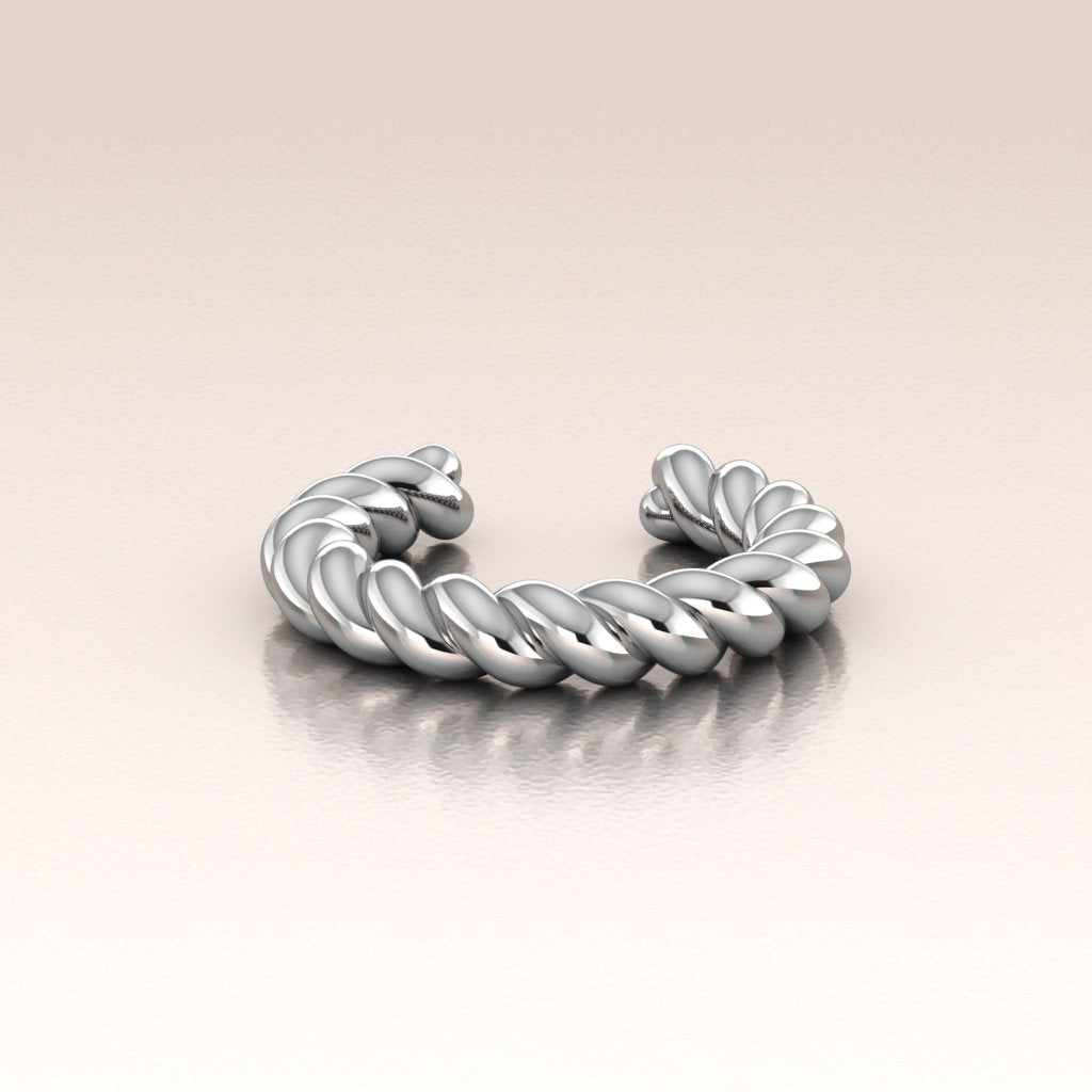 White Gold ear cuff twisted rope design