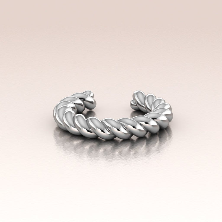 White Gold ear cuff twisted rope design