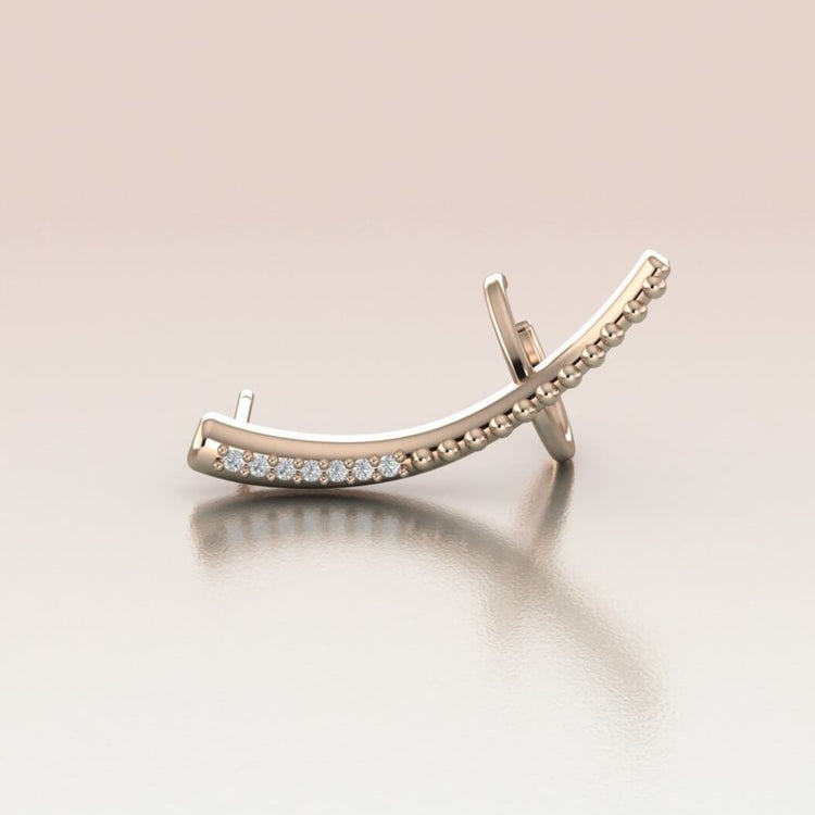 14K Gold With Diamonds Claw Ear Crawler
