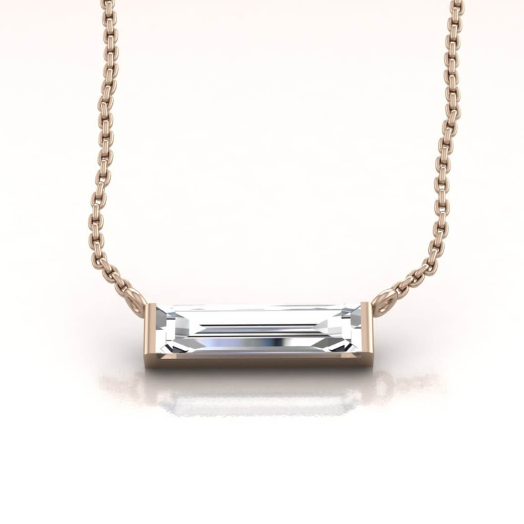 14K Rose Gold Horizontal Crystal Baguette Necklace