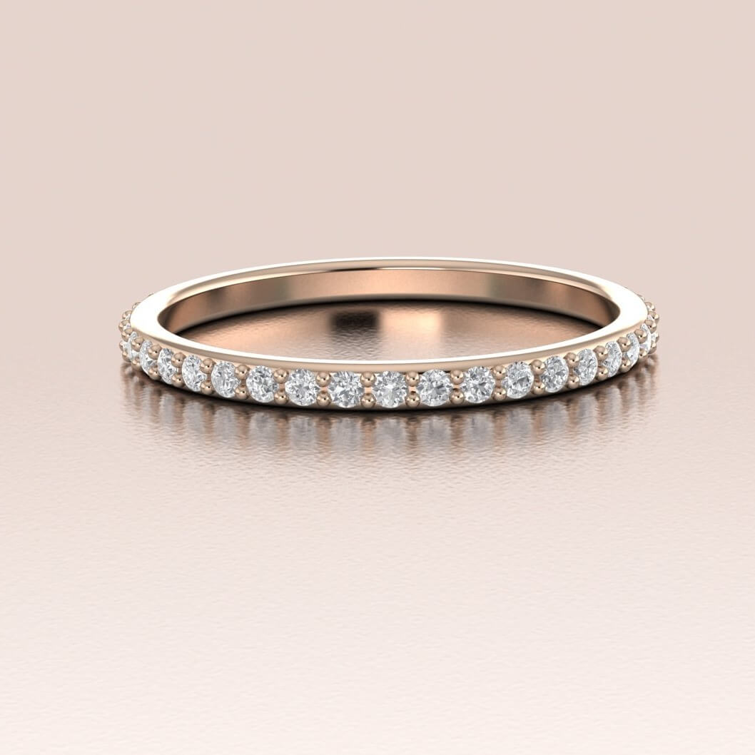 14K Rose Gold White Diamonds Pave Band