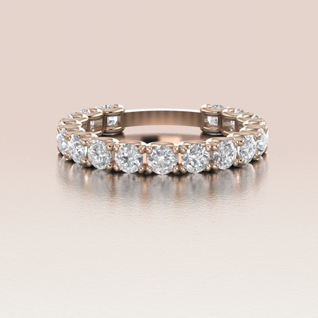 14K Rose Gold White Sapphire Eternity Wedding Band