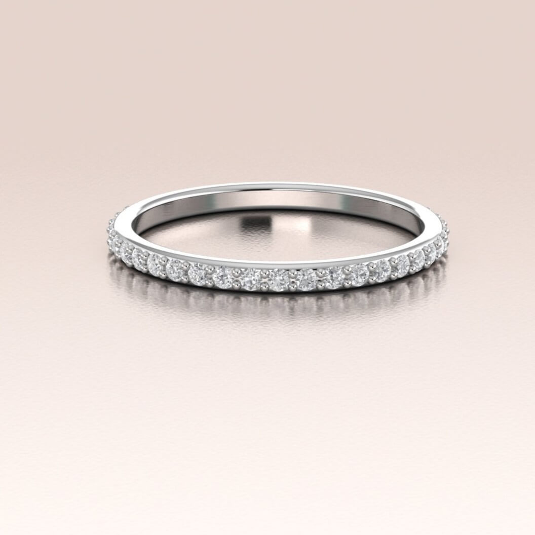 14K White Gold White Diamonds Pave Band