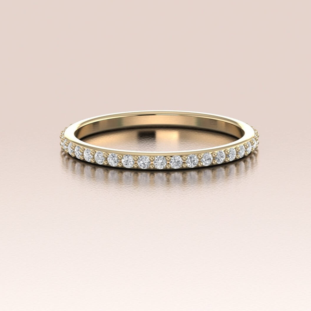 14K Yellow Gold White Diamonds Pave Band