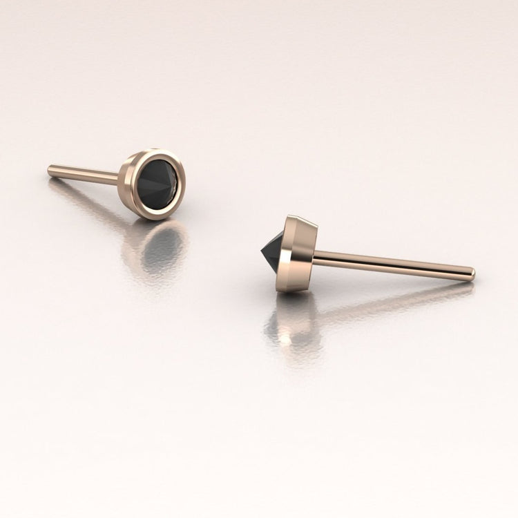 Inverted Black Diamond Earrings 14K Gold
