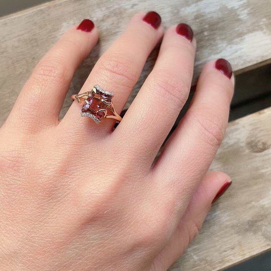 Pink Tourmaline Engagement Ring