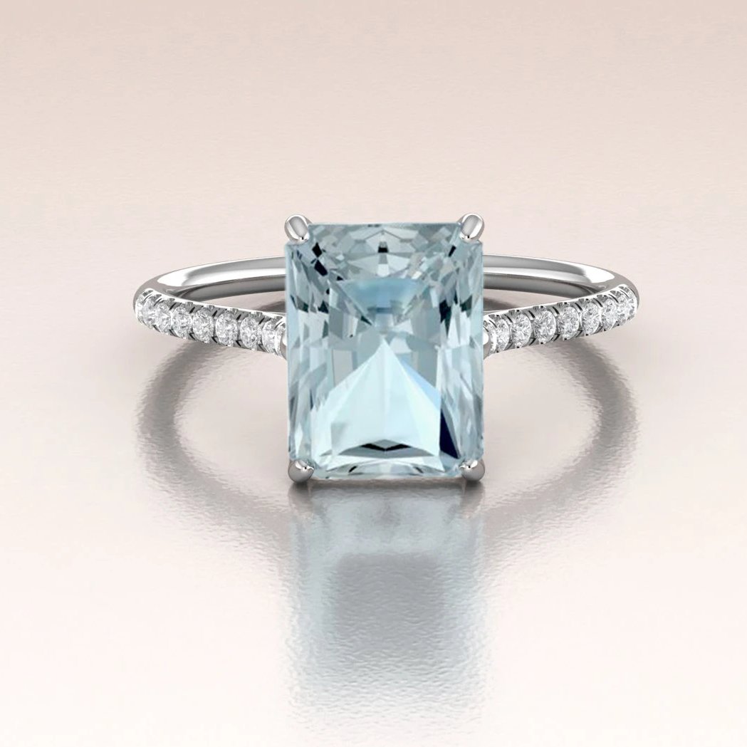 banner rijst Vies White Gold Aquamarine Engagement Ring With Diamonds – ANTOANETTA