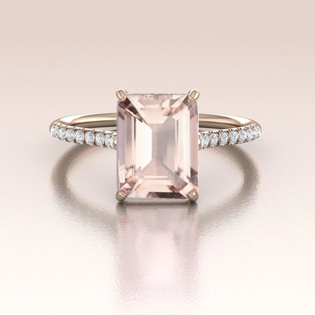 Peach pink morganite engagement ring, rose gold proposal ring with diamond  crown / Ariadne | Eden Garden Jewelry™