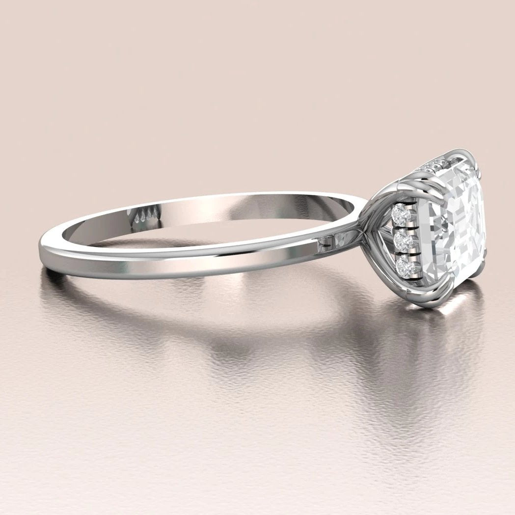 14K Gold Emerald Cut Moissanite Solitaire Engagement Ring