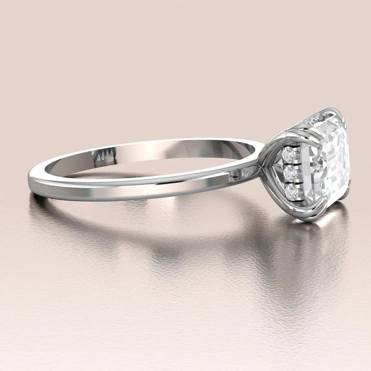 14K Gold Emerald Cut Moissanite Solitaire Engagement Ring
