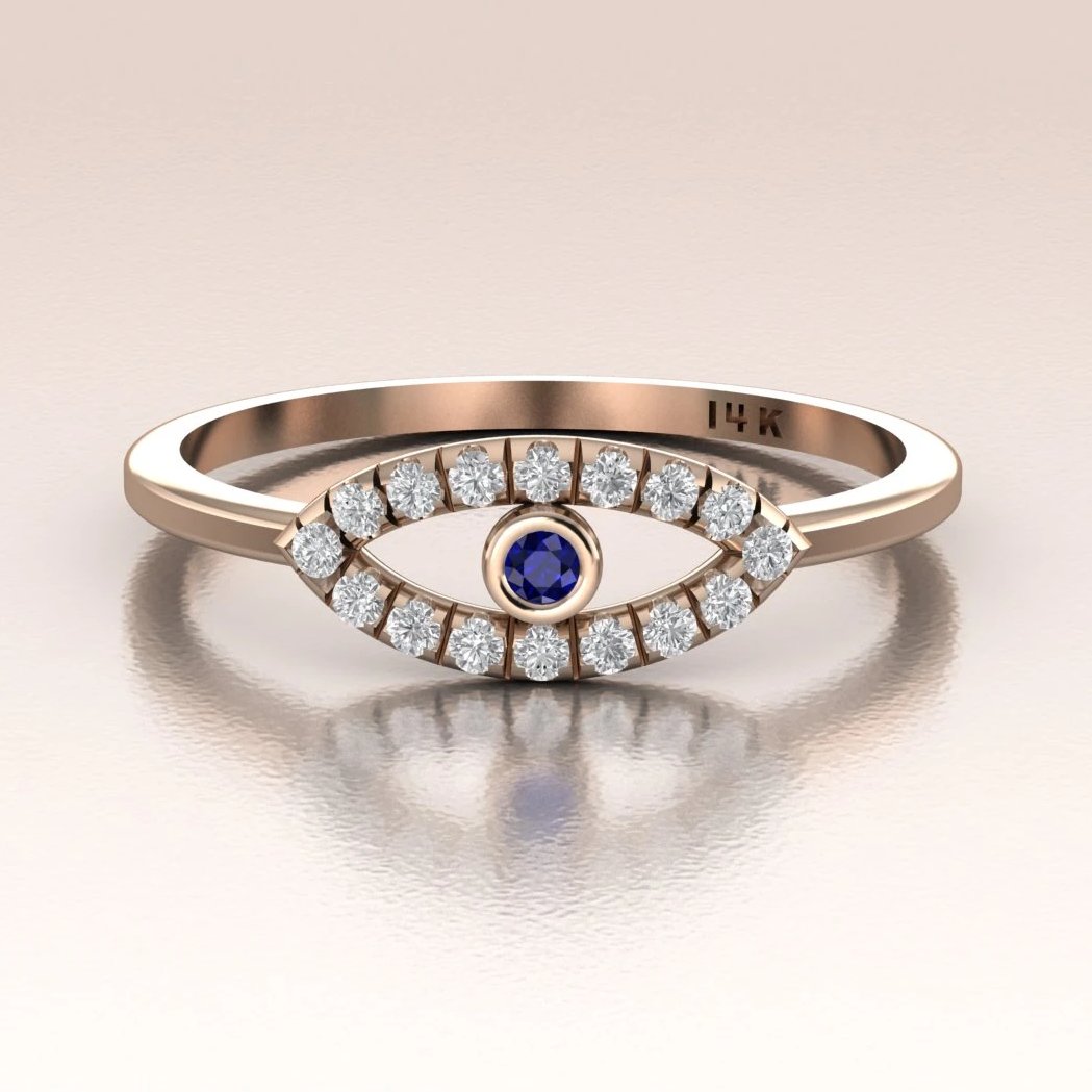 Buy Evil Eye Ring, Zircon Evil Eye Charm Ring, Rose Gold Silver Ring,  Adjustable Ring, Greek Evil Eye Jewelry, Joint Rings, Minimalist Ring  Online in India - Etsy