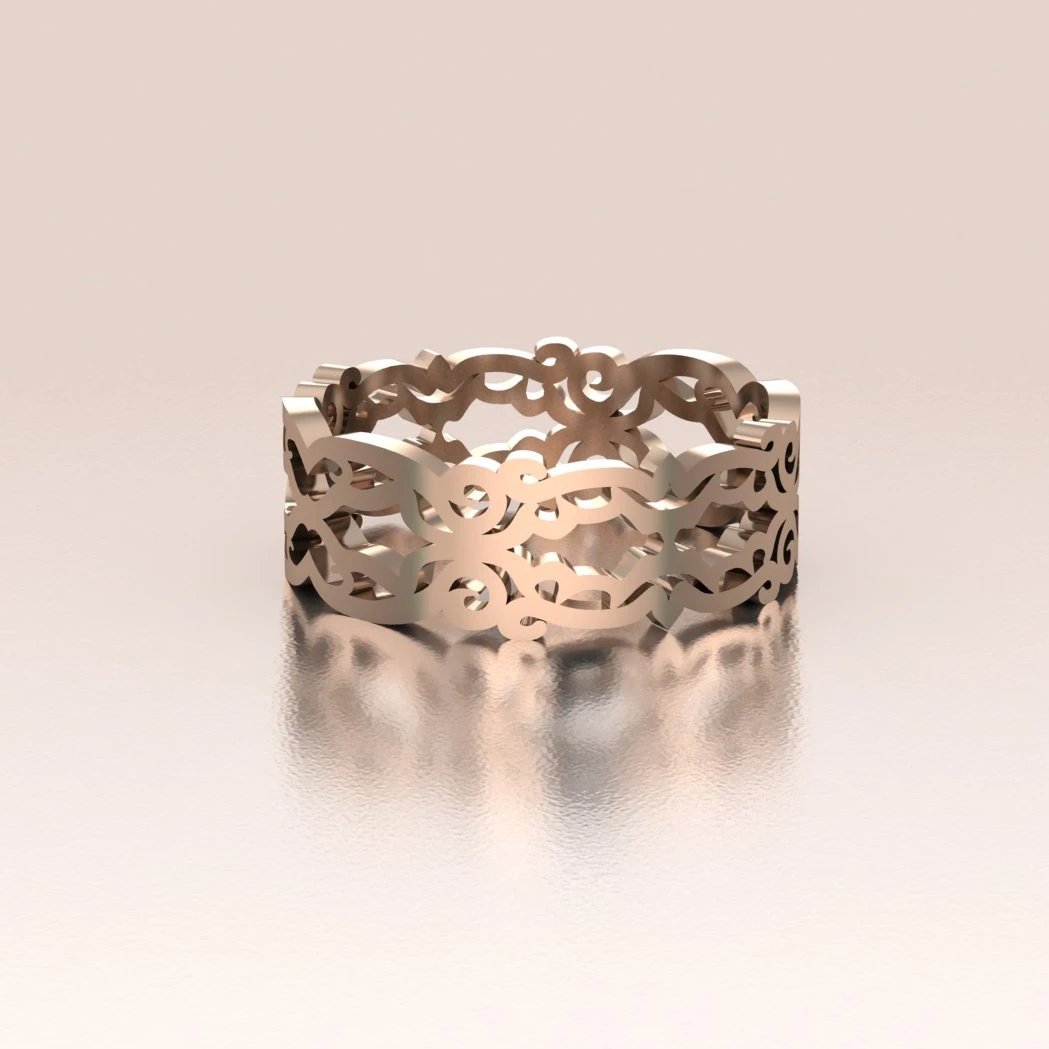 14K Gold Ornate Vintage Lace Band