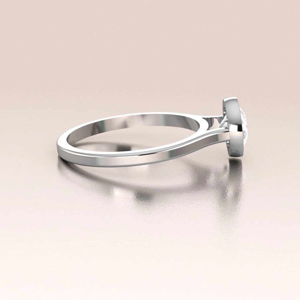 14k Gold Minimalist Round Solitaire Moissanite Engagement Ring