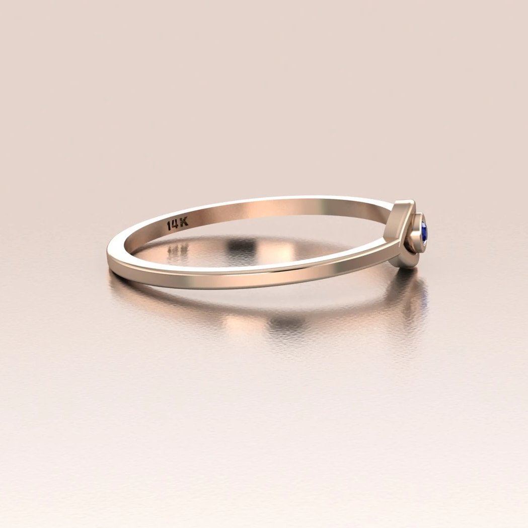 14k Gold Evil Eye Ring with Blue Sapphire | ANTOANETTA

