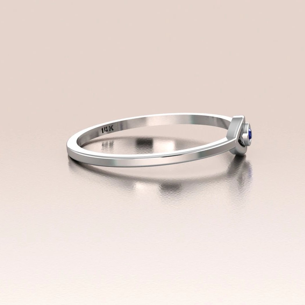 14k Gold Evil Eye Ring with Blue Sapphire | ANTOANETTA
