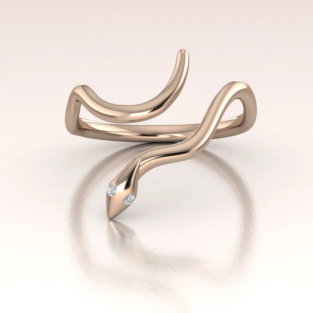 14k Gold Snake Ring with Diamond – Unique Gold Snake Jewelry