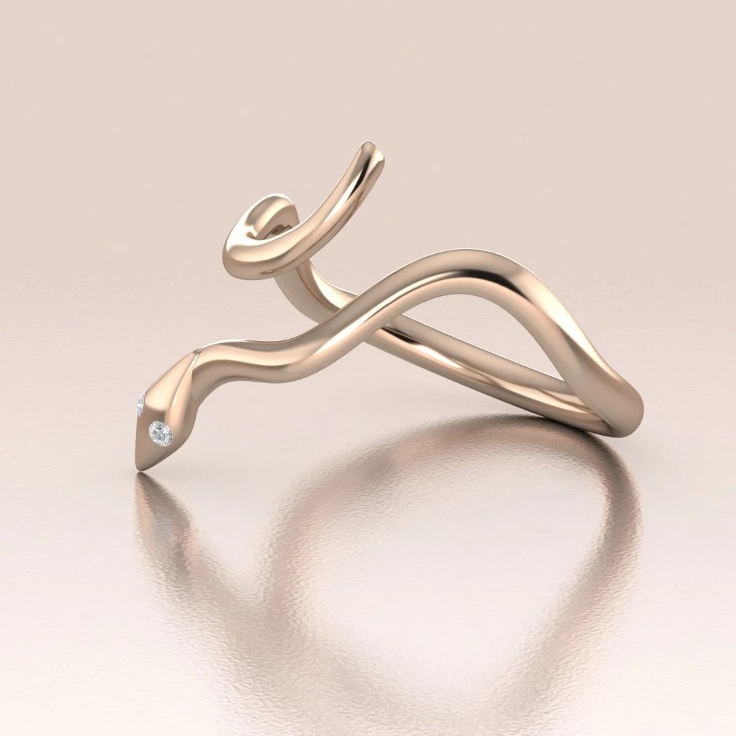 14k Gold Snake Ring with Diamond – Unique Gold Snake Jewelry
