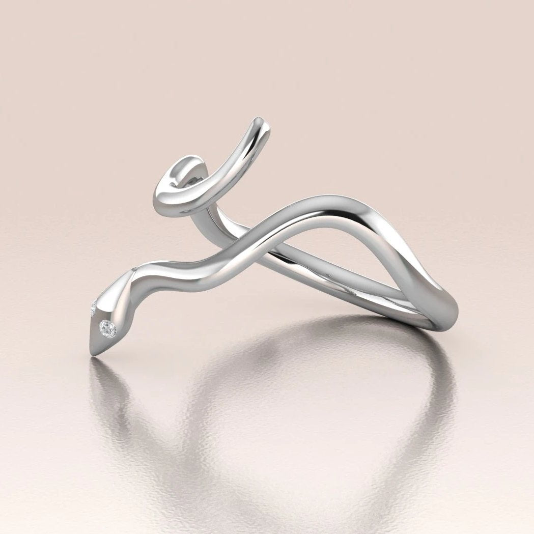 14k Gold Snake Ring with Diamond – Unique Gold Snake Jewelry
