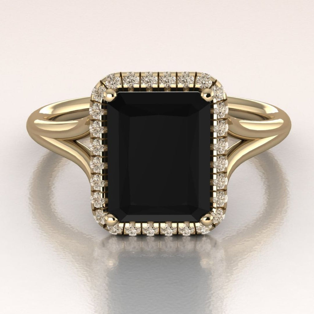 diamond halo black onyx engagement ring gold