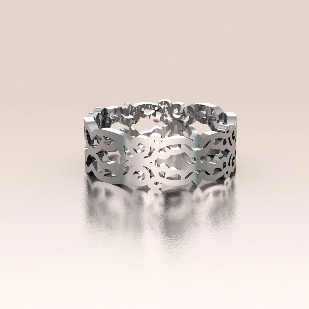 14K Gold Ornate Vintage Lace Band