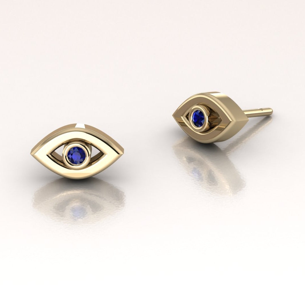 Tiny 14k Gold Evil Eye Earrings – Dainty Protection Jewelry